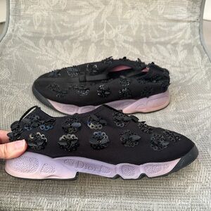 Christian Dior Mesh Crystal Embellished Fusion Slip
On Bow Accents Sneakers